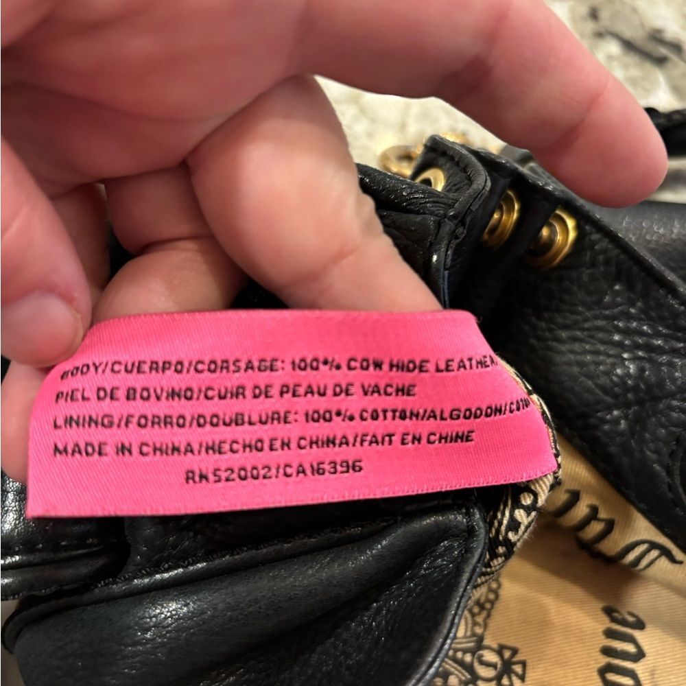 Amazing Y2K Black Pebbled Leather Juicy Couture Shoulder Bag - Picture 12 of 15